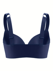 Solid Comfort Bra Plus Size Front Closure Wide Strap Bralette