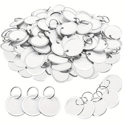 50pcs Metal Rim Key Tags 3 1 Cm Paper Labels Round Plastic Key Chain Tags