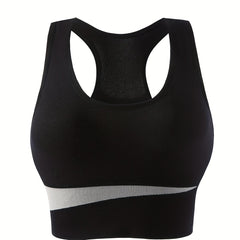 Colorblock Wireless Sports Bra Racerback Tank Bra