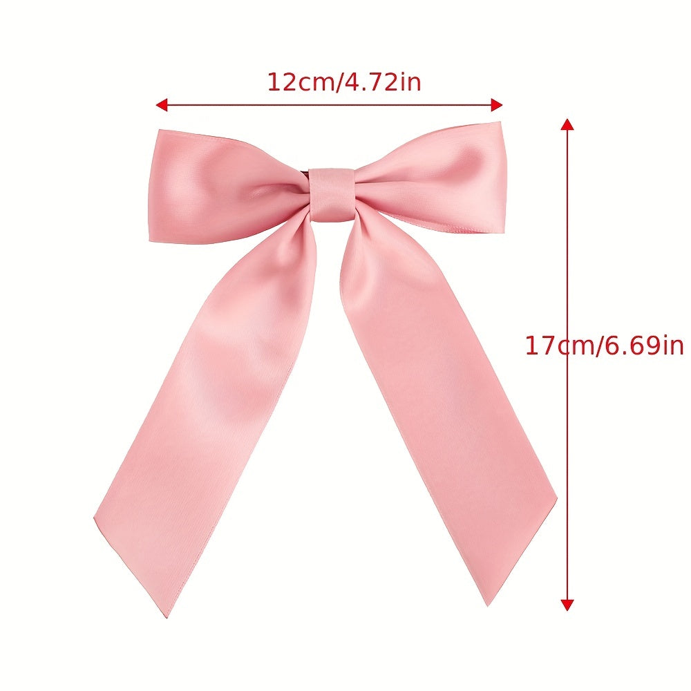 Satin Bow Hair Clip Ribbon French Barrette Ponytail Hair Accessory