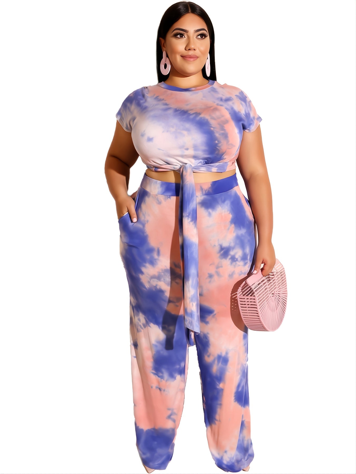  Tie Dye Crop Top & Sweatpants Set Co ords