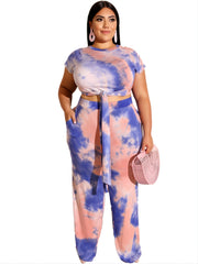  Tie Dye Crop Top & Sweatpants Set Co ords