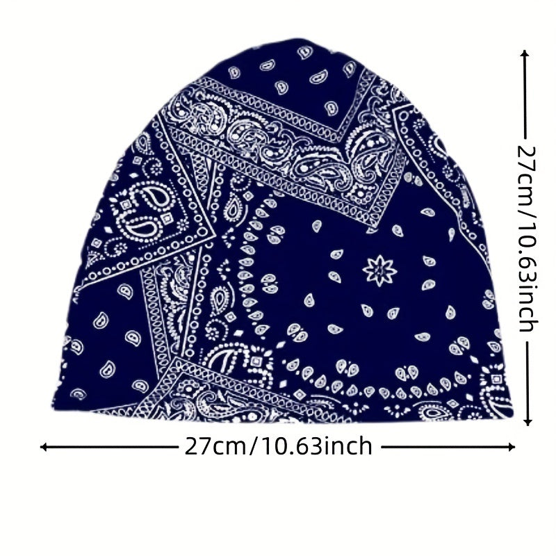 Paisley Print Lightweight Beanie Elastic Skull Hat Women Turban Cap