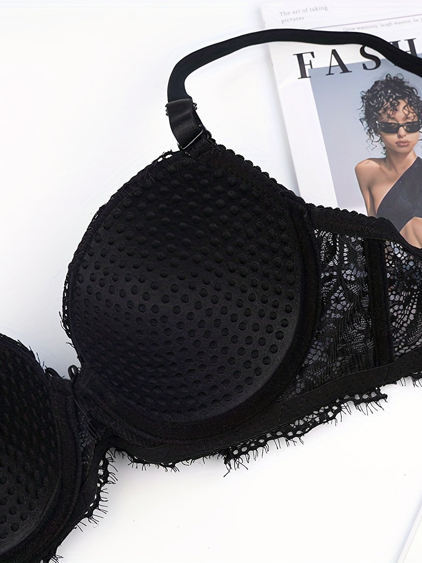 Floral Lace Push Up Bra Sexy Contrast Lace Bow Tie Underwire Bra