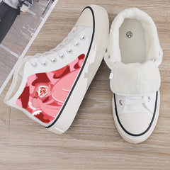 Girl's High Top Love Heart Skate Shoes With Plush Lining