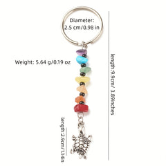 5pcs Ocean Animal Keychain Gravel Rice Beads Turtle Seahorse Key Ring