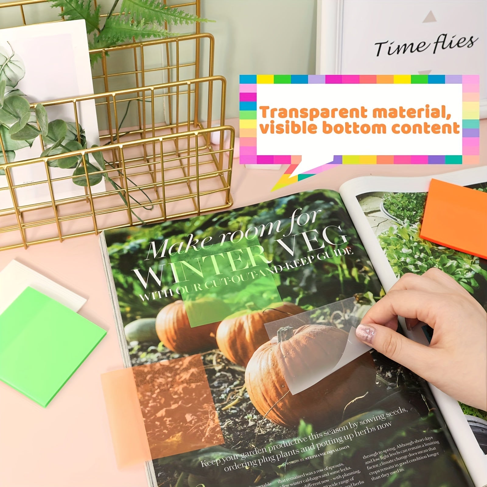 24 Packs Transparent Sticky Notes 1200 Sheets Waterproof Adhesive 7.6"