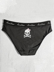 Skull Print Halloween Bra & Panties Set
