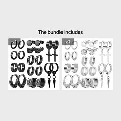 11 Pairs Stainless Steel Small Hoop Cross Hanging Earrings Set