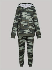 Women's Plus Camo Hoodie & Jogger Sweatpants Set