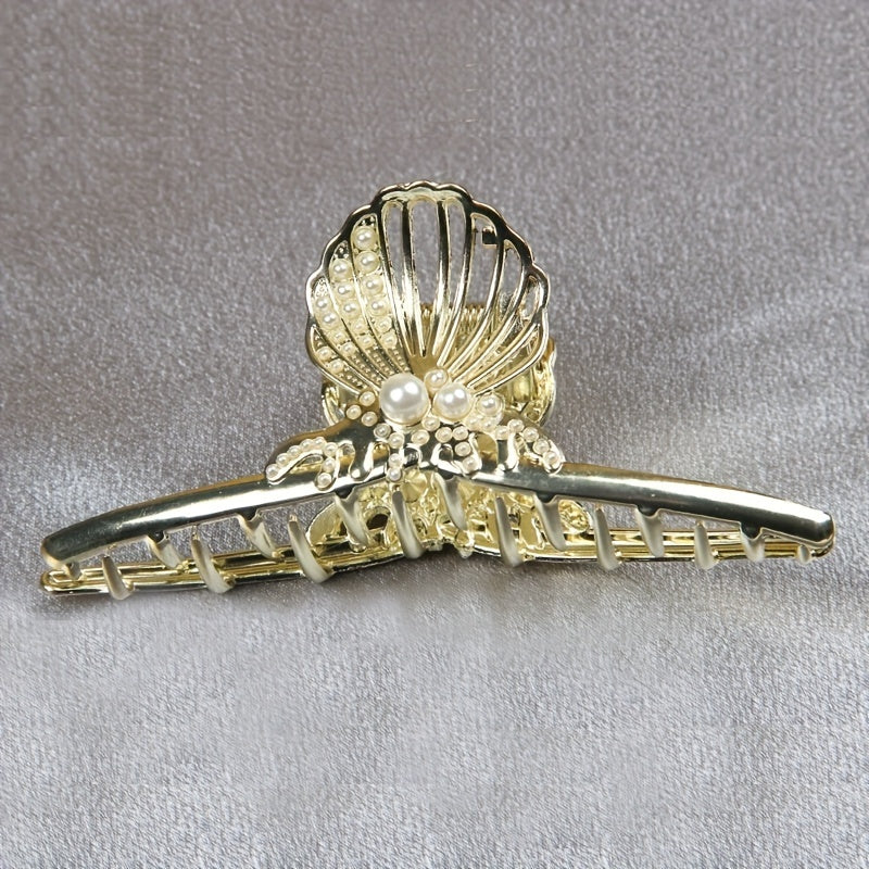 Metal Hair Claw with Faux Pearl Shark Claw Hair Accessories