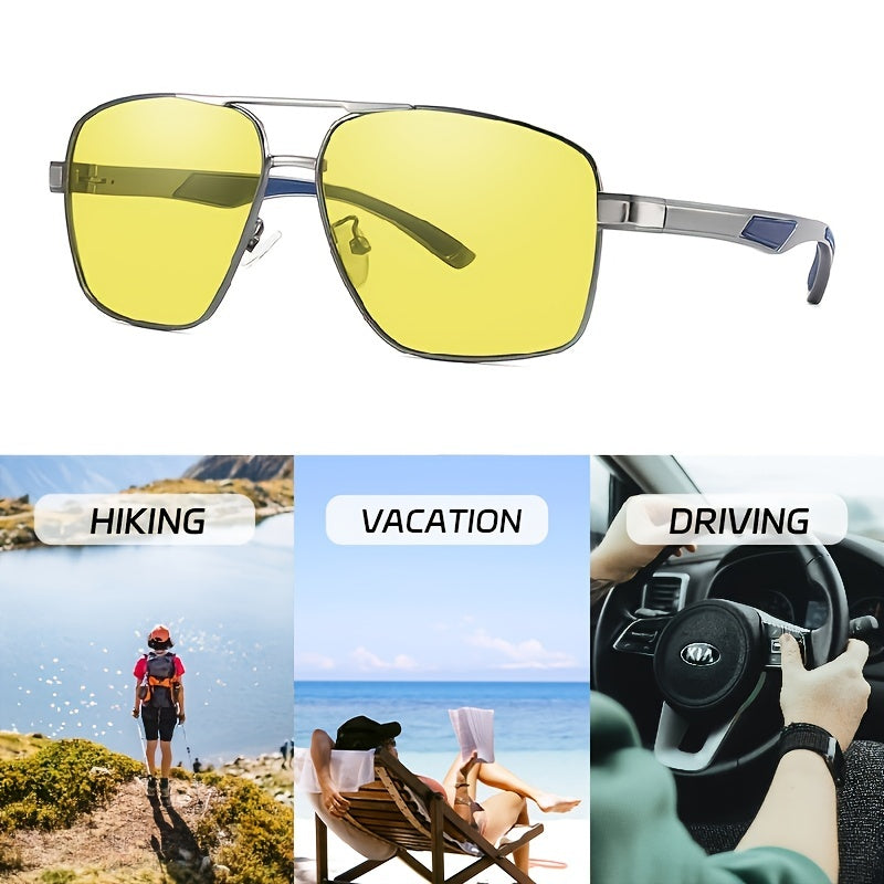 HD Polarized Men's Double Bridge Sunglasses Gray