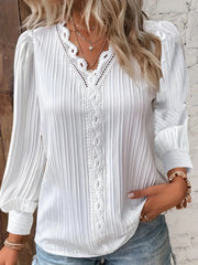  Casual Blouse Women's Plus Solid Ribbed V Neck Blouse