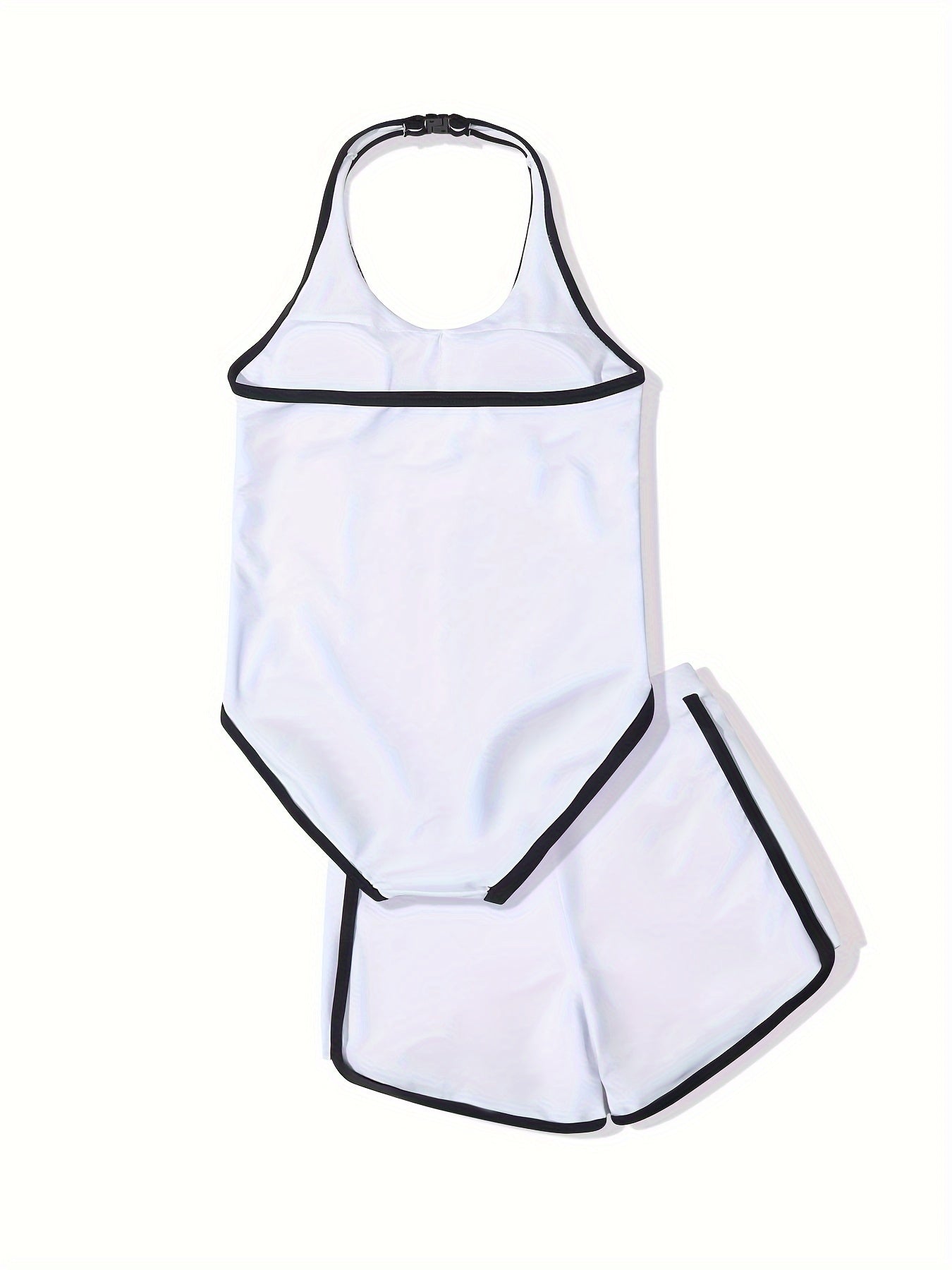 Girls Casual Swimsuit Set - Halter Neck Romper Top Shorts Set for Summer Beach