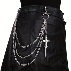 Geometric Cross Pants Chain Sword Pendant Decoration
