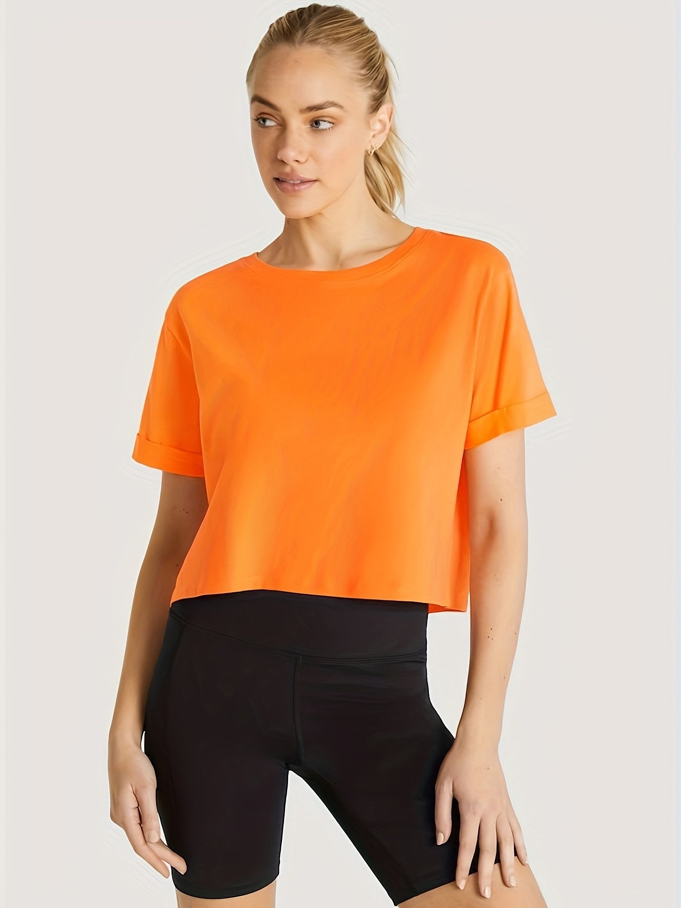 Stretchy Round Neck Sports Top Short Sleeve Running Tshirt Women's Activewear