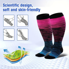 3 Pairs Plus Size Compression Socks 20 30 Mmhg Knee High Support Stockings