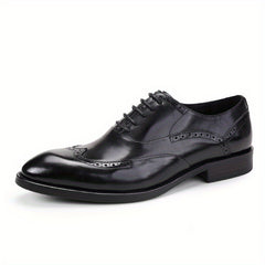 FARWARWO Wingtip Brogue Leather Oxford Shoes Light Brown