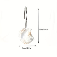 Ocean Shell Shower Curtain Hook 12 Shell Anti-rust Resin Ring Hooks