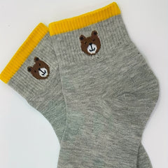 5 Pairs Bear Print Socks Breathable Short Women's Stockings