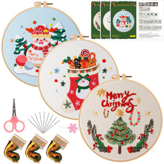 Embroidery Kit Merry Christmas Pattern 1 Hoop 7 9 Inch DIY Gift