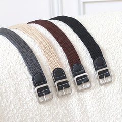 Elastic Woven Canvas Belt Men Women Casual Square Buckle