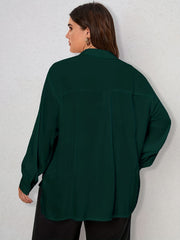  Casual Blouse Solid Long Sleeve Button Up Collar Shirt
