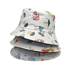Mushroom Print Bucket Hat Sunscreen Fisherman Cap