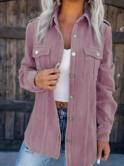  Corduroy Button Up Long Sleeve Shacket