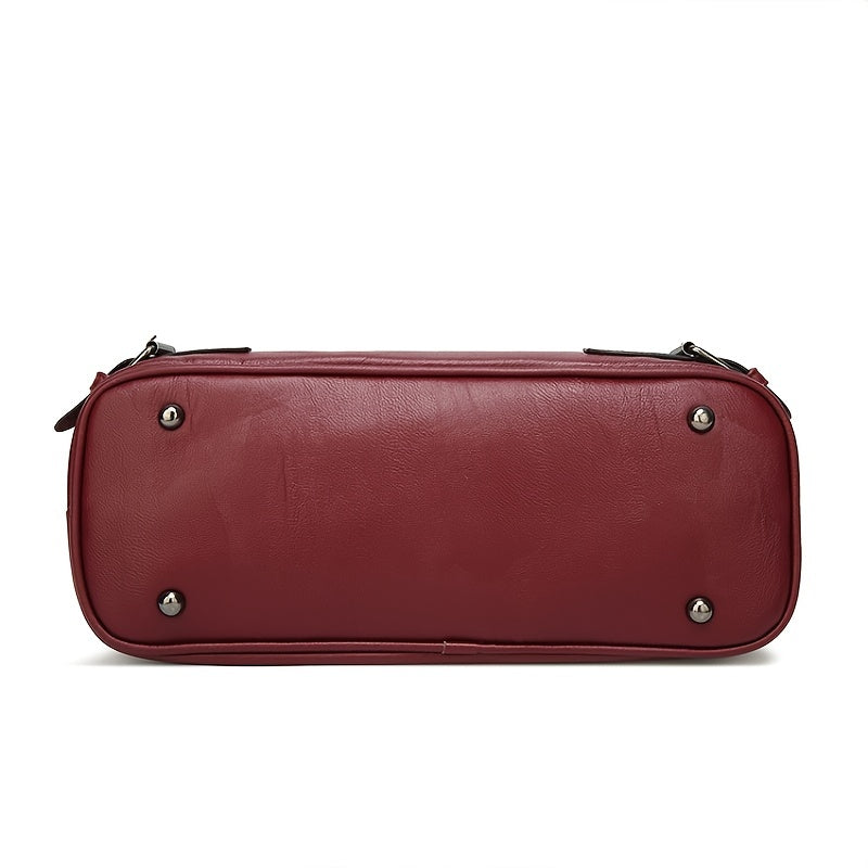 Women's PU Leather Zipper Satchel Purse Large Capacity Crossbody Bag