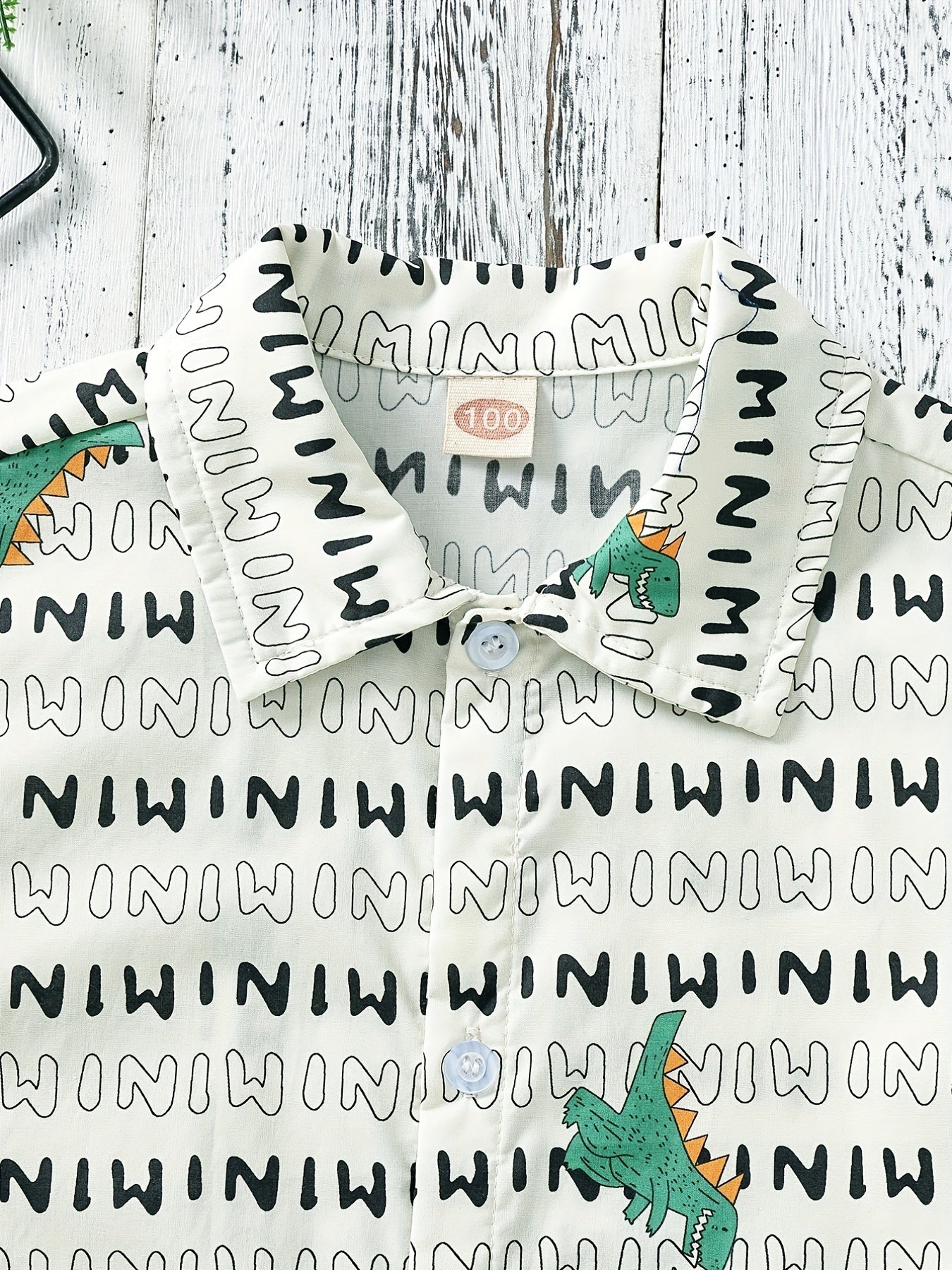 Boys Letter Dinosaur Print Shirt Kids Summer Clothes