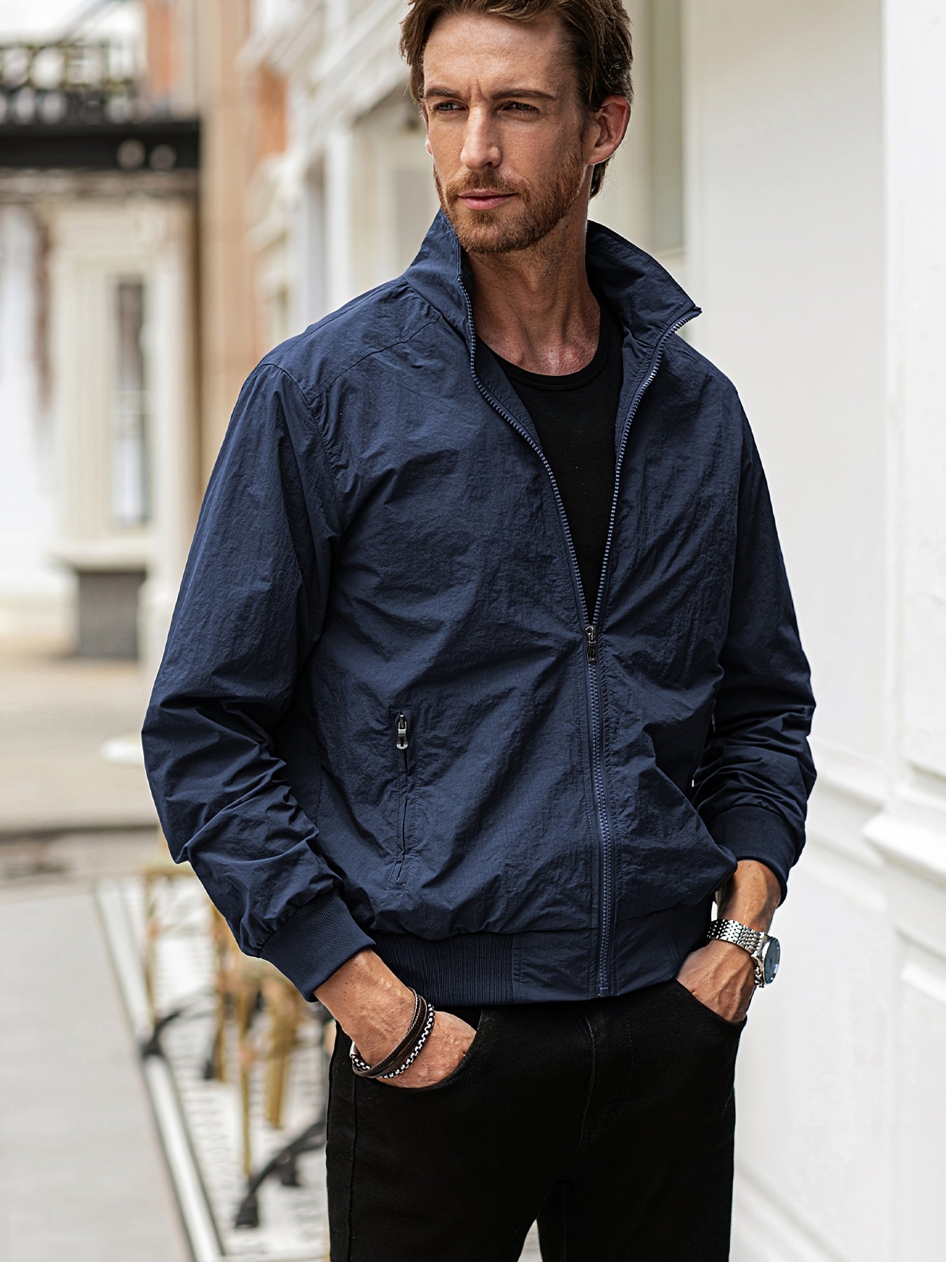 Men's Lightweight Windbreaker Sports Jacket for Spring Fall