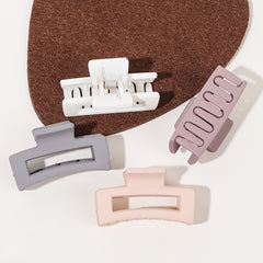 4pcs Frosted Square Hair Clips Hollow Hair Claw For Girls And Women