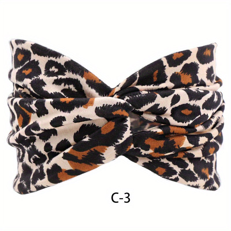 Boho Print Wide Headband Stretchy Sweatband for Women