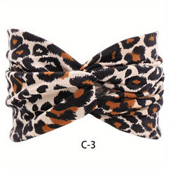 Boho Print Wide Headband Stretchy Sweatband for Women