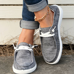Women's Graphite Boat Shoes Lace Up Slip on Lightweight Casual Walking Shoes