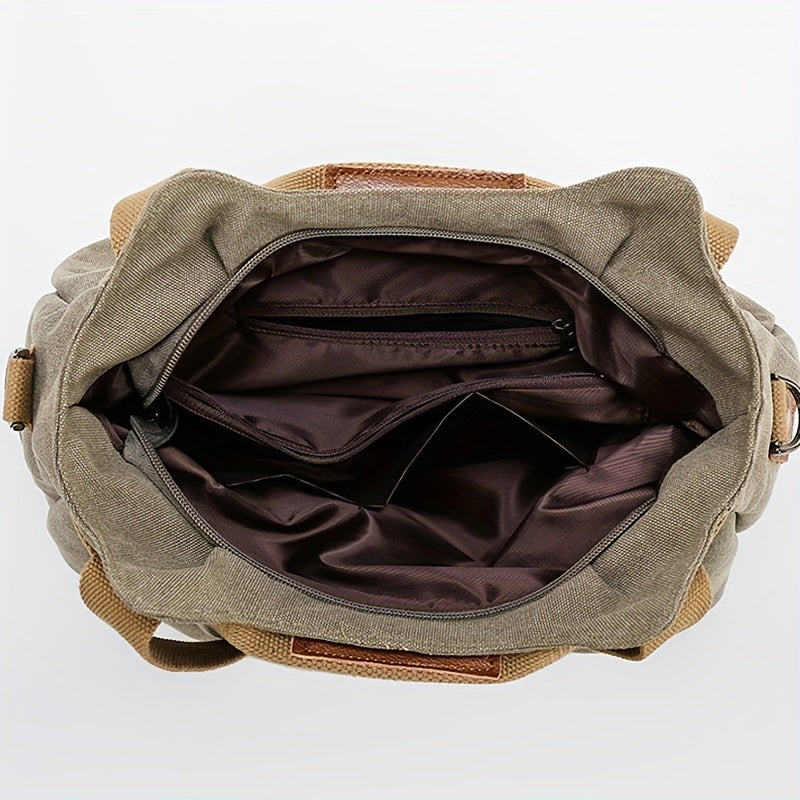 Casual Canvas Tote Bag Layer Shoulder Bag Vintage Storage Handbag