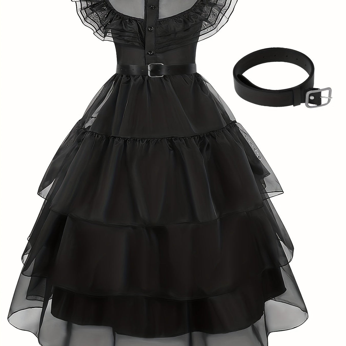 Girls Cosplay Costume Party Dress Sleeveless V neck Dress With Belt