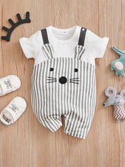Mouse Print Baby Boys Long Sleeve Jumpsuit