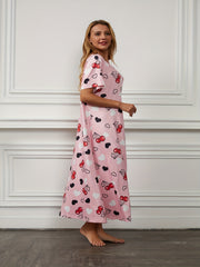  Cherry & Heart Print Sleep Dress