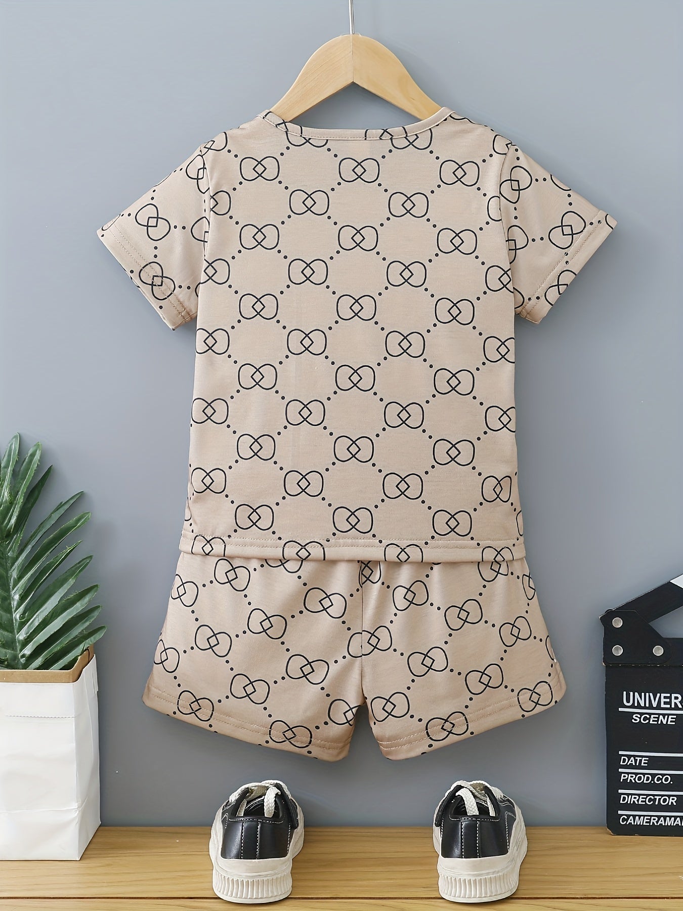 Boys Plaid Casual Outfit T-shirt & Shorts Set Summer