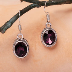 Ethnic Style Oval Glass Hook Earrings for Women
