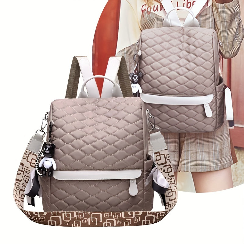 Quilted Anti Theft Large Capacity Preppy Backpack