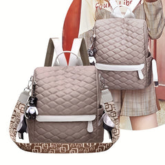 Quilted Anti Theft Large Capacity Preppy Backpack
