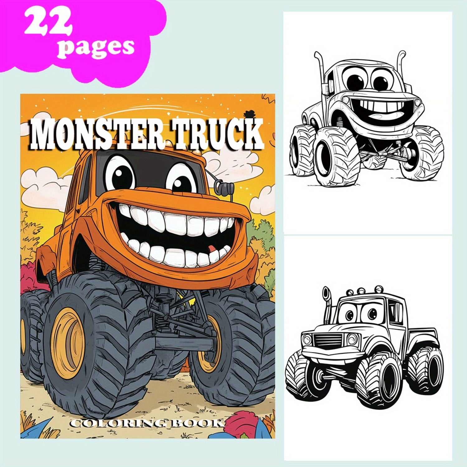 Monster Truck Coloring Book: Fun Activity for Kids & Adults