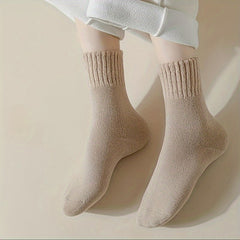 4 Pairs Solid Socks Comfy & Warm Mid Tube Women's Stockings