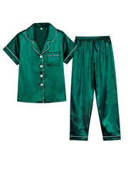 Boys 2pcs Pajamas Set Long Sleeve Button Front PJ Kids
