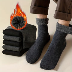 5 Pairs Men's Thick Velvet Winter Snow Socks