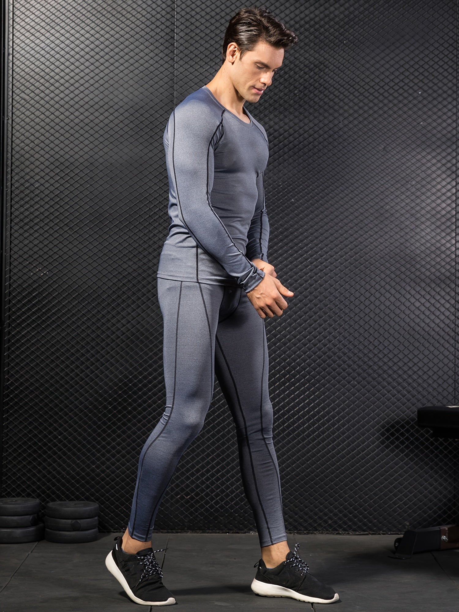 Men's Quick Dry Athletic Tracksuit Long Sleeve Jersey Stretch Leggings