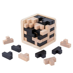 3D Wooden Puzzles IQ Toy 54T Cube Educational Toys For Kids